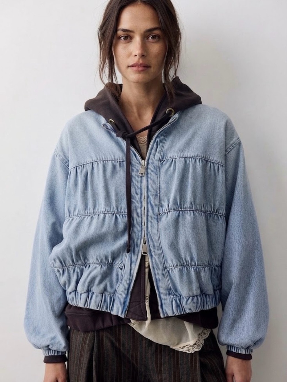 Free People We The Free Layla Denim Jacket Size L
